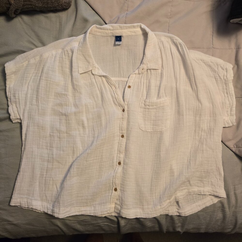 Old Navy Cotton Button Down Short‎ Sleeve - Large ✨